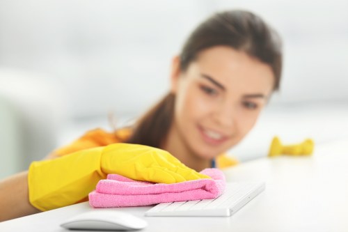 Technician preparing professional carpet cleaning tools